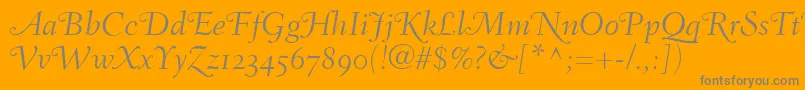 FairfieldLh46SwashLightItalicOldStyleFigures Font – Gray Fonts on Orange Background