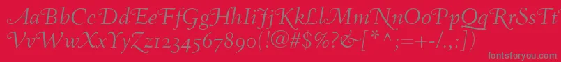 FairfieldLh46SwashLightItalicOldStyleFigures Font – Gray Fonts on Red Background