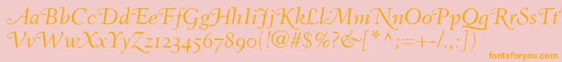 FairfieldLh46SwashLightItalicOldStyleFigures Font – Orange Fonts on Pink Background