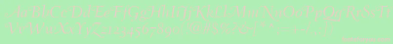 FairfieldLh46SwashLightItalicOldStyleFigures Font – Pink Fonts on Green Background