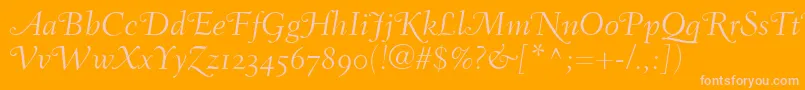 FairfieldLh46SwashLightItalicOldStyleFigures Font – Pink Fonts on Orange Background