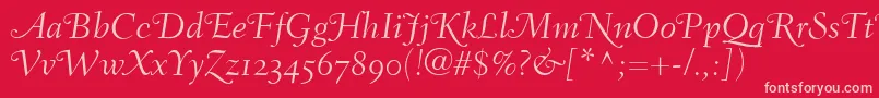 FairfieldLh46SwashLightItalicOldStyleFigures Font – Pink Fonts on Red Background