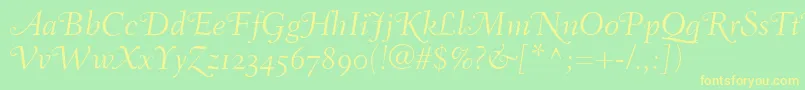 FairfieldLh46SwashLightItalicOldStyleFigures Font – Yellow Fonts on Green Background