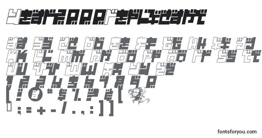 A fonte Year2000Replicant – alfabeto, números, caracteres especiais