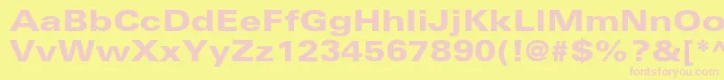 UniversltstdBlackex-fontti – vaaleanpunaiset fontit keltaisella taustalla