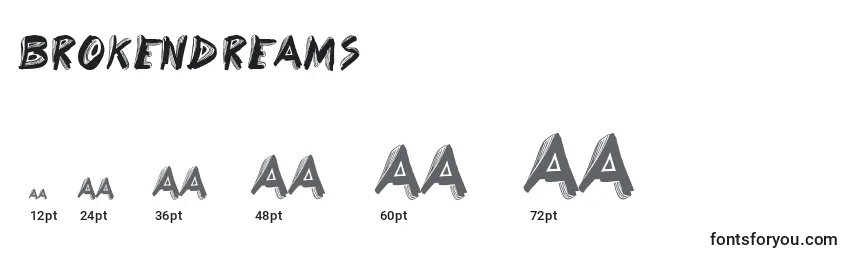 BrokenDreams Font Sizes