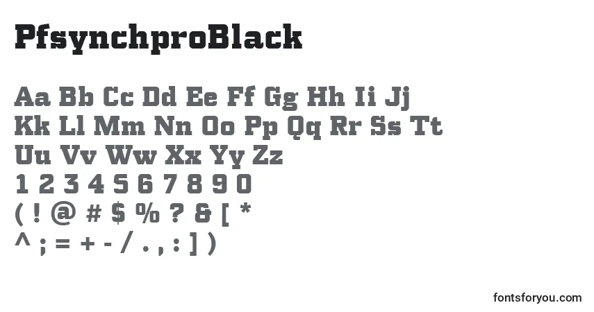 Шрифт PfsynchproBlack – алфавит, цифры, специальные символы