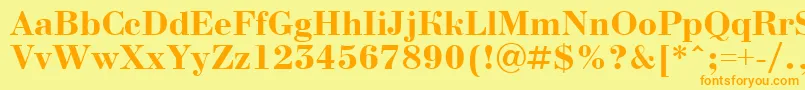 フォントBodoninovaBold – オレンジの文字が黄色の背景にあります。