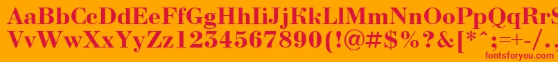 BodoninovaBold-Schriftart – Rote Schriften auf orangefarbenem Hintergrund