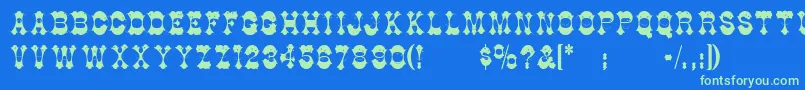 Berlooscomix Font – Green Fonts on Blue Background