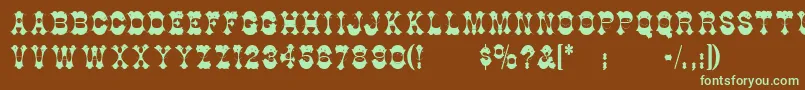 Berlooscomix Font – Green Fonts on Brown Background