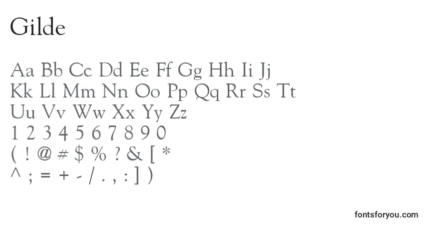 Fuente Gilde - alfabeto, números, caracteres especiales