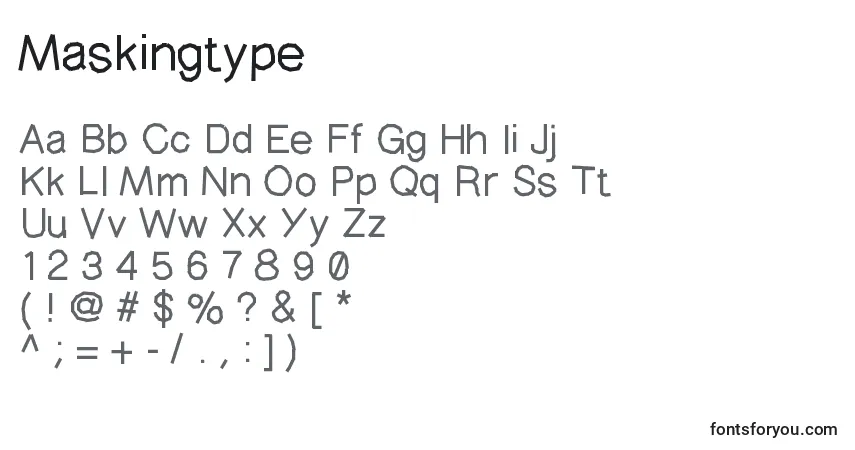 Schriftart Maskingtype – Alphabet, Zahlen, spezielle Symbole