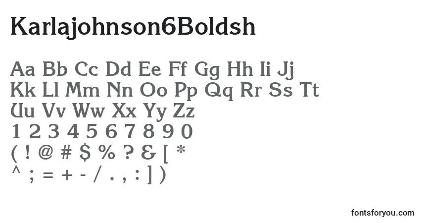 Czcionka Karlajohnson6Boldsh – alfabet, cyfry, specjalne znaki