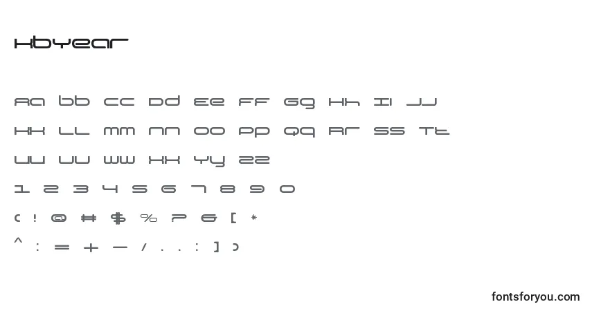 KbYear-fontti – aakkoset, numerot, erikoismerkit