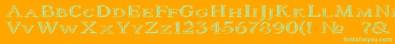 Coltaine2-Schriftart – Grüne Schriften auf orangefarbenem Hintergrund