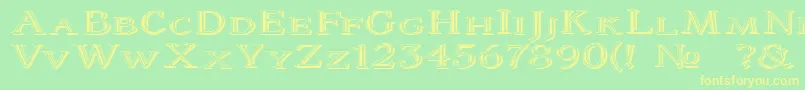 フォントColtaine2 – 黄色の文字が緑の背景にあります