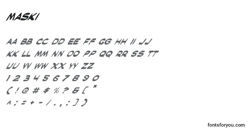 Czcionka Maski – alfabet, cyfry, specjalne znaki