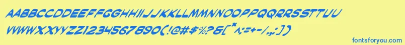 Maski-Schriftart – Blaue Schriften auf gelbem Hintergrund
