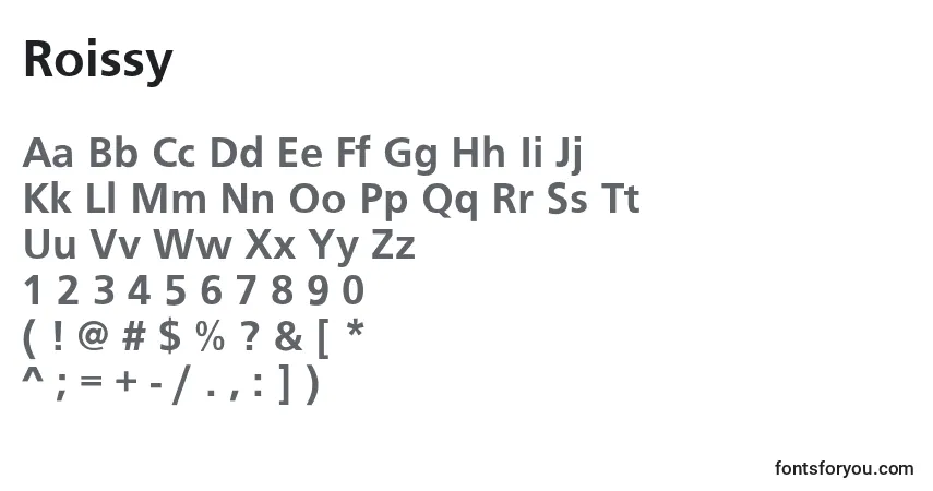 Schriftart Roissy – Alphabet, Zahlen, spezielle Symbole