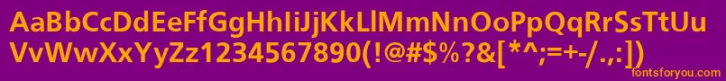 Roissy-Schriftart – Orangefarbene Schriften auf violettem Hintergrund