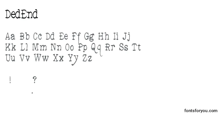 Czcionka DedEnd – alfabet, cyfry, specjalne znaki