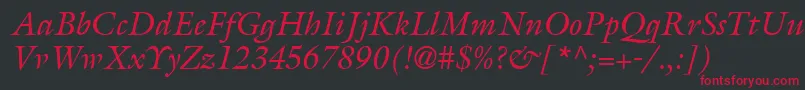 AcanthusSsiItalic Font – Red Fonts on Black Background