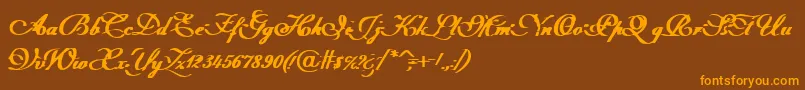 Lisätietoja Intermission-fontista Intermission-fontti – oranssit fontit ruskealla taustalla