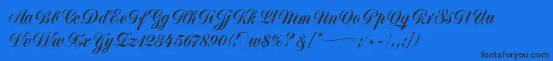 MonikaScript-Schriftart – Schwarze Schriften auf blauem Hintergrund