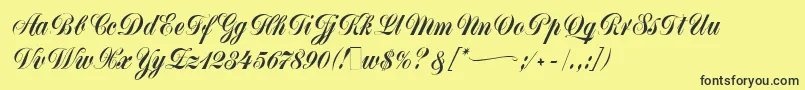 MonikaScript-Schriftart – Schwarze Schriften auf gelbem Hintergrund
