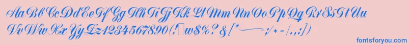 MonikaScript-Schriftart – Blaue Schriften auf rosa Hintergrund