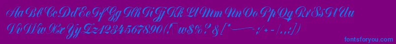 MonikaScript-Schriftart – Blaue Schriften auf violettem Hintergrund