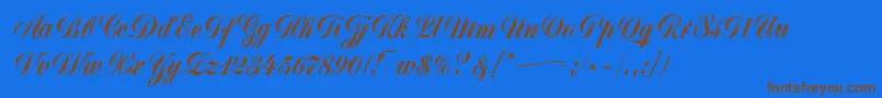 MonikaScript Font – Brown Fonts on Blue Background