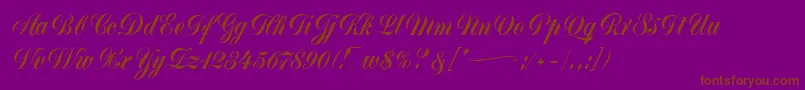 MonikaScript-Schriftart – Braune Schriften auf violettem Hintergrund