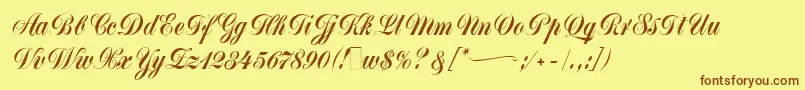 MonikaScript Font – Brown Fonts on Yellow Background