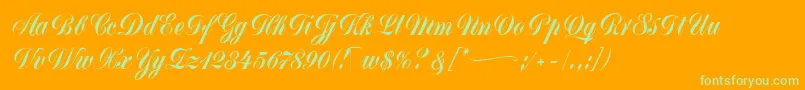 MonikaScript Font – Green Fonts on Orange Background