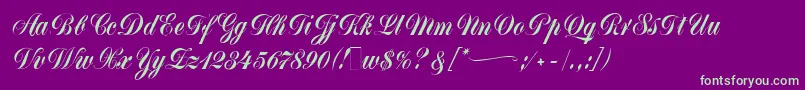 MonikaScript Font – Green Fonts on Purple Background