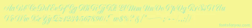 MonikaScript Font – Green Fonts on Yellow Background