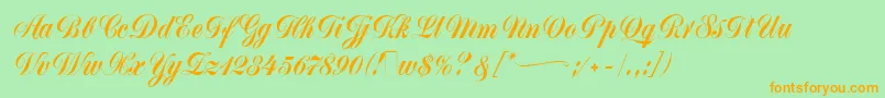 MonikaScript Font – Orange Fonts on Green Background