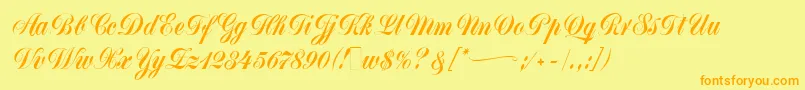 Шрифт MonikaScript – оранжевые шрифты на жёлтом фоне