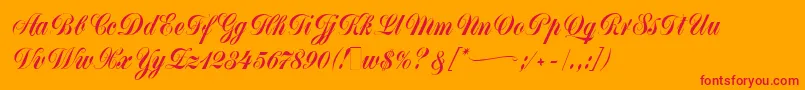 MonikaScript-Schriftart – Rote Schriften auf orangefarbenem Hintergrund