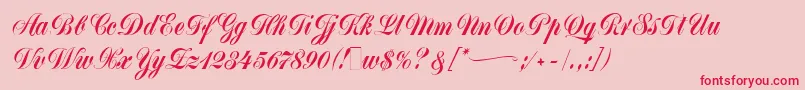 フォントMonikaScript – ピンクの背景に赤い文字
