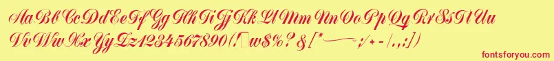 MonikaScript Font – Red Fonts on Yellow Background