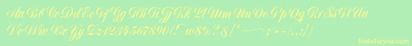 MonikaScript Font – Yellow Fonts on Green Background