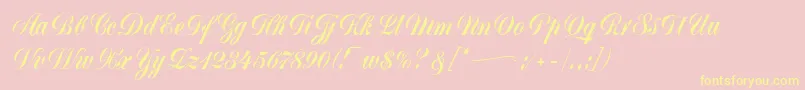 MonikaScript-Schriftart – Gelbe Schriften auf rosa Hintergrund