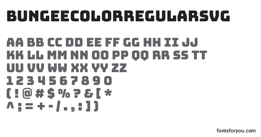 Czcionka BungeecolorRegularSvg – alfabet, cyfry, specjalne znaki