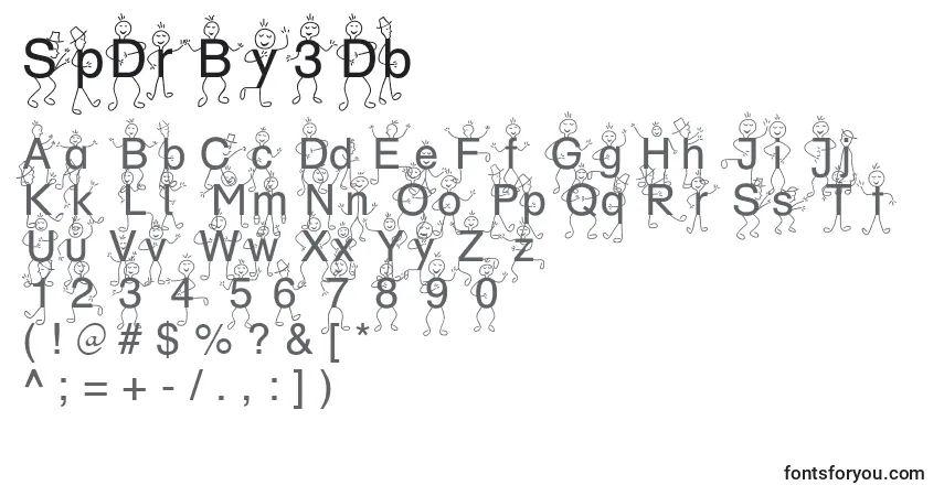 Schriftart SpDrBy3Db – Alphabet, Zahlen, spezielle Symbole