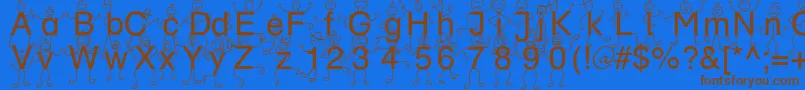 SpDrBy3Db-Schriftart – Braune Schriften auf blauem Hintergrund