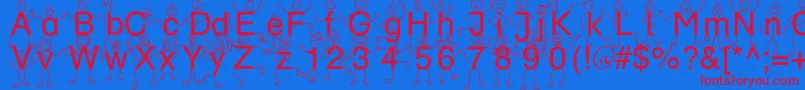 SpDrBy3Db-Schriftart – Rote Schriften auf blauem Hintergrund