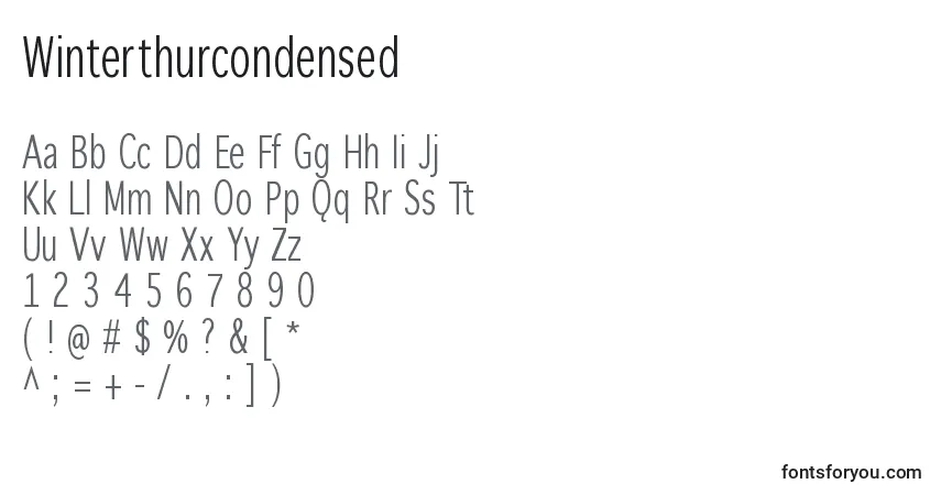 Winterthurcondensed-fontti – aakkoset, numerot, erikoismerkit